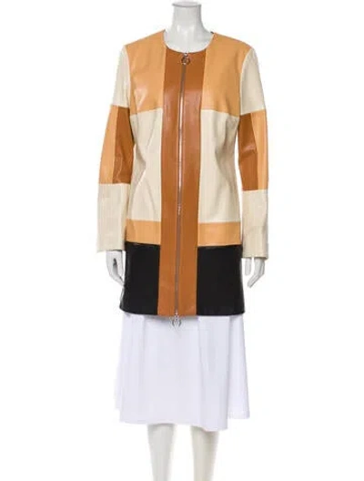 Pre-owned Alexis Colorblock Pattern Coat In Neutral