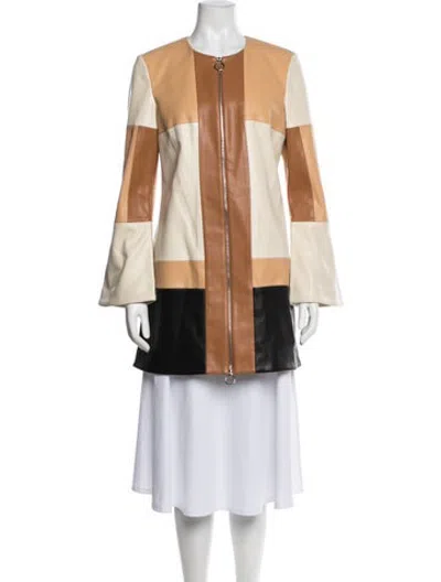 Pre-owned Alexis Colorblock Pattern Coat In Neutrals