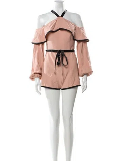 Pre-owned Alexis Colorblock Pattern Halterneck Romper In Multi