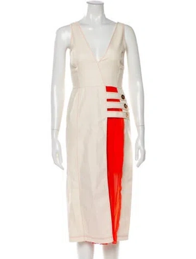 Pre-owned Alexis Colorblock Pattern Knee-length Dress In Neutral