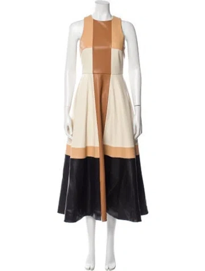Pre-owned Alexis Colorblock Pattern Long Dress In Neutral