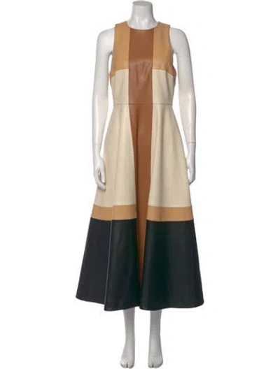 Pre-owned Alexis Colorblock Pattern Long Dress In Neutral