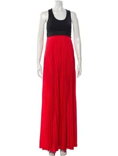 Pre-owned Alexis Colorblock Pattern Long Dress In Red