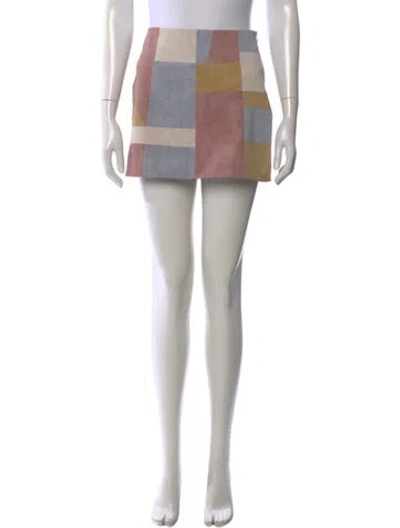Pre-owned Alexis Colorblock Pattern Mini Skirt In Neutral