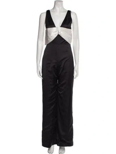Pre-owned Alexis Colorblock Pattern V-neck Jumpsuit In Black