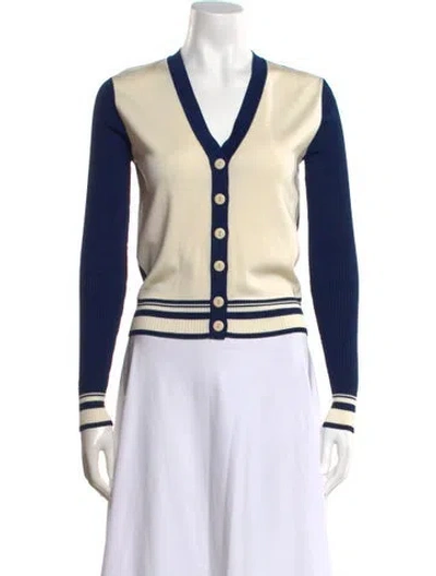 Pre-owned Alexis Colorblock Pattern V-neck Sweater W/ Tags In Neutral