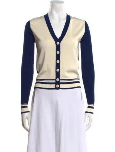 Pre-owned Alexis Colorblock Pattern V-neck Sweater W/ Tags In Neutrals