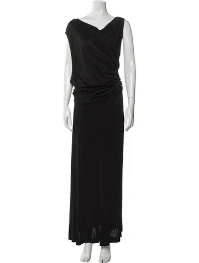 Pre-owned Alexis Cowl Neck Long Dress In Black