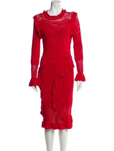 Pre-owned Alexis Cowl Neck Midi Length Dress In Red