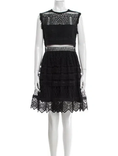 Pre-owned Alexis Crew Neck Knee-length Dress In Black