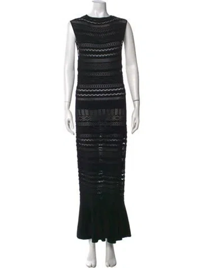 Pre-owned Alexis Crew Neck Long Dress In Black