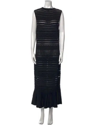 Pre-owned Alexis Crew Neck Long Dress In Black
