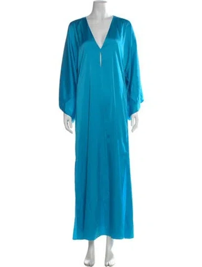 Pre-owned Alexis Crew Neck Long Dress In Blue