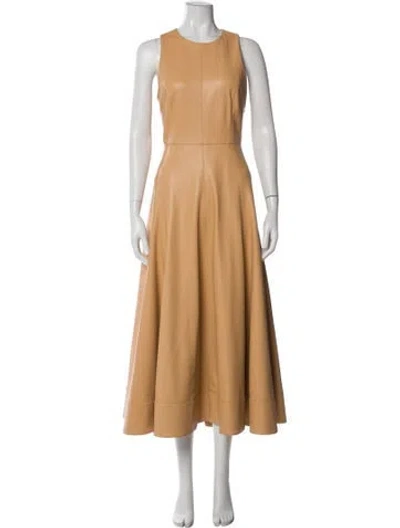 Pre-owned Alexis Crew Neck Long Dress In Brown