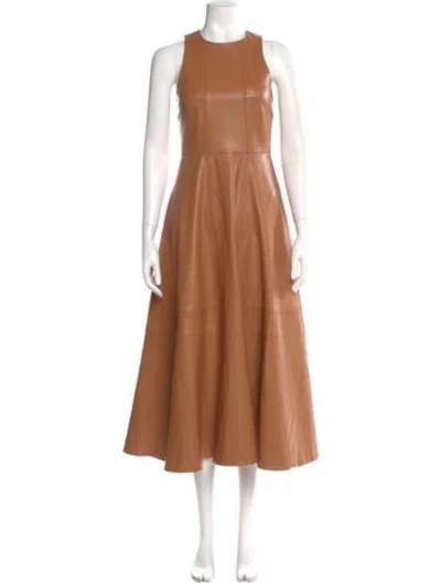 Pre-owned Alexis Crew Neck Long Dress In Brown