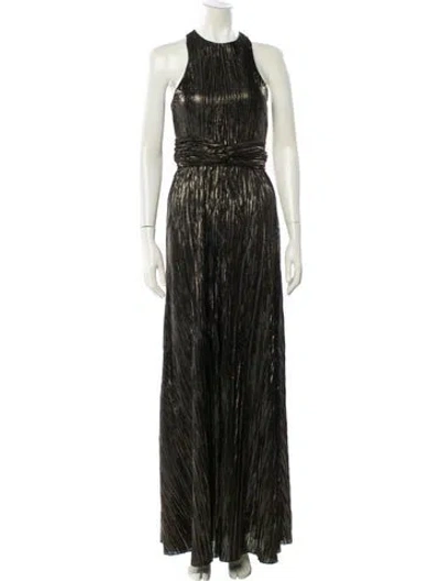 Pre-owned Alexis Crew Neck Long Dress In Gold