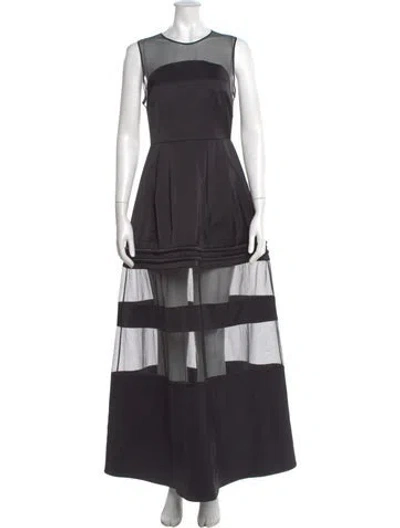 Pre-owned Alexis Crew Neck Long Dress In Gray