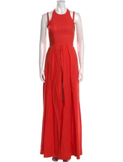 Pre-owned Alexis Crew Neck Long Dress In Orange