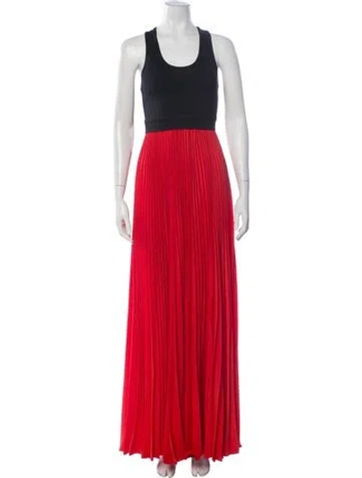 Pre-owned Alexis Crew Neck Long Dress In Red