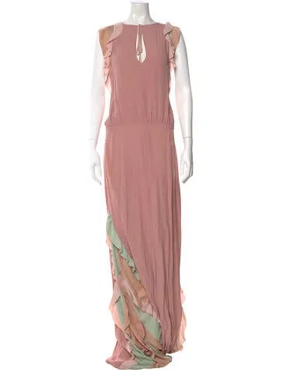 Pre-owned Alexis Crew Neck Long Dress W/ Tags In Pink