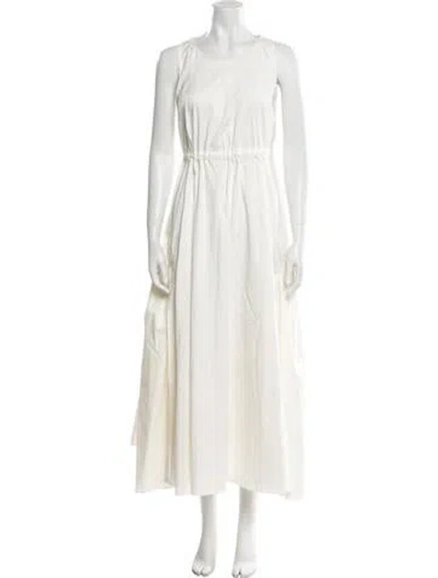 Pre-owned Alexis Crew Neck Long Dress In White