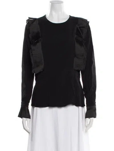 Pre-owned Alexis Crew Neck Long Sleeve Blouse In Black