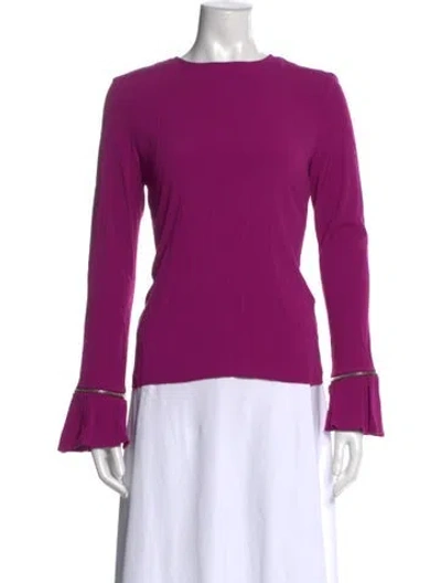 Pre-owned Alexis Crew Neck Long Sleeve Blouse In Purple