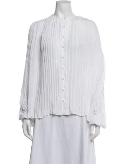 Pre-owned Alexis Crew Neck Long Sleeve Blouse In White