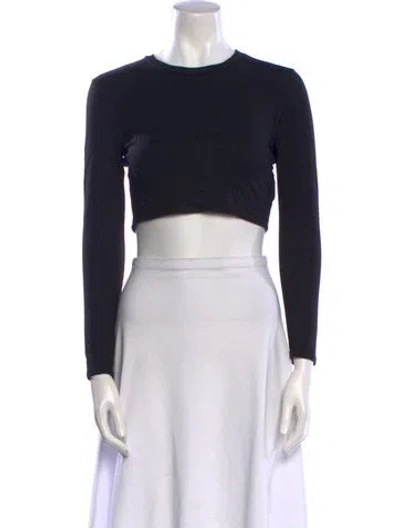 Pre-owned Alexis Crew Neck Long Sleeve Crop Top In Black