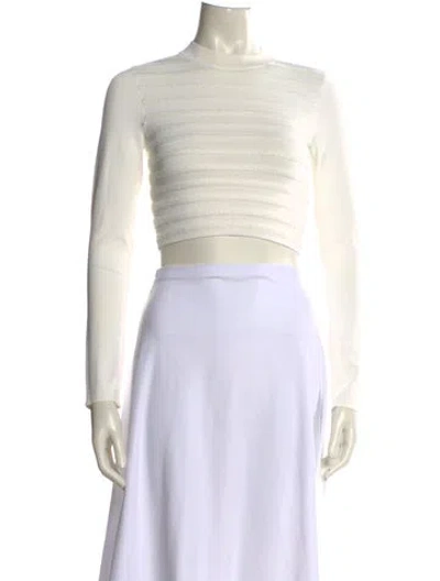 Pre-owned Alexis Crew Neck Long Sleeve Crop Top In Neutral