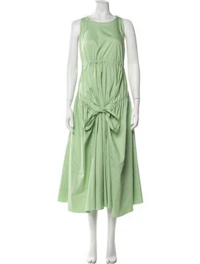 Pre-owned Alexis Crew Neck Midi Length Dress In Green