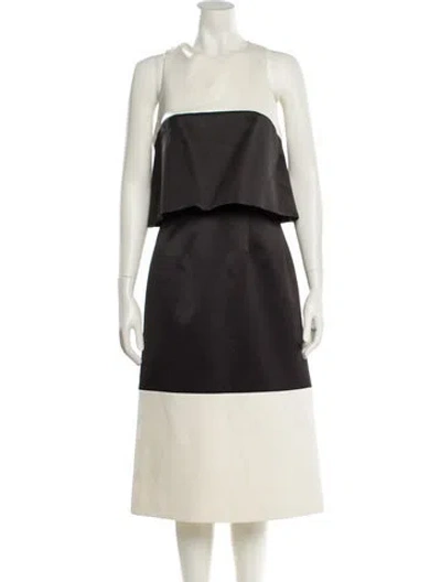 Pre-owned Alexis Crew Neck Midi Length Dress In Neutral