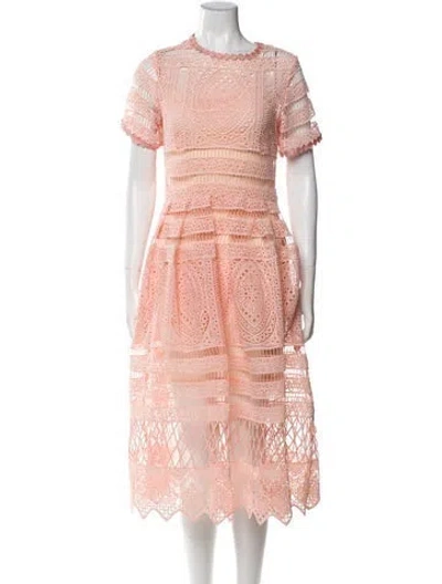 Pre-owned Alexis Crew Neck Midi Length Dress In Pink