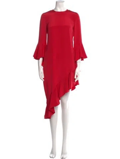 Pre-owned Alexis Crew Neck Midi Length Dress In Red