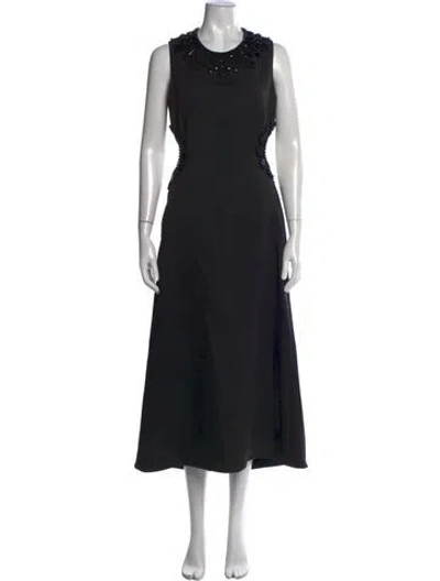 Pre-owned Alexis Crew Neck Midi Length Dress W/ Tags In Black