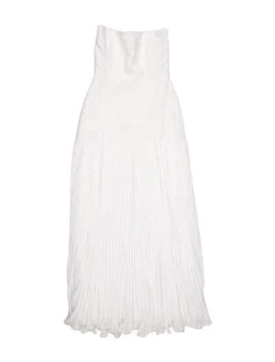 Pre-owned Alexis Crew Neck Midi Length Dress In White