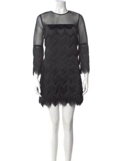 Pre-owned Alexis Crew Neck Mini Dress In Black