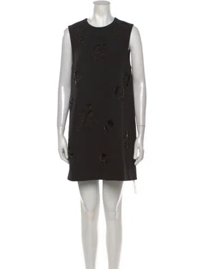 Pre-owned Alexis Crew Neck Mini Dress In Black