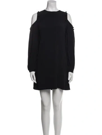 Pre-owned Alexis Crew Neck Mini Dress In Black