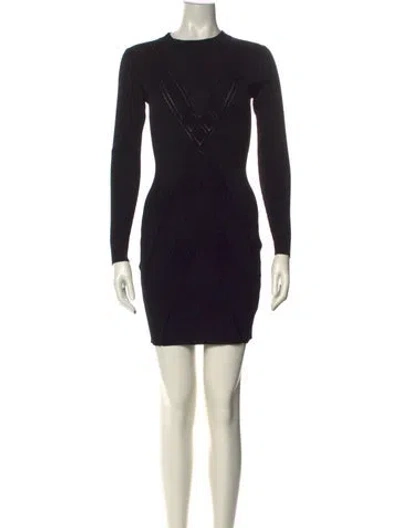 Pre-owned Alexis Crew Neck Mini Dress In Black