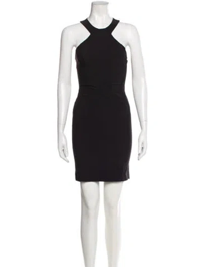 Pre-owned Alexis Crew Neck Mini Dress In Black