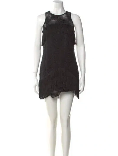 Pre-owned Alexis Crew Neck Mini Dress In Black
