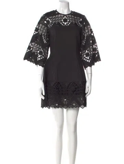 Pre-owned Alexis Crew Neck Mini Dress In Black