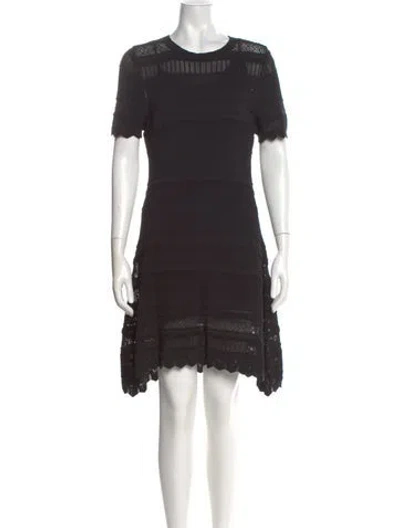 Pre-owned Alexis Crew Neck Mini Dress In Black