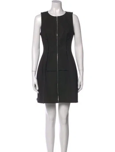 Pre-owned Alexis Crew Neck Mini Dress In Black