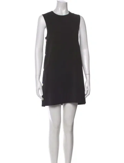 Pre-owned Alexis Crew Neck Mini Dress In Black