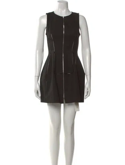 Pre-owned Alexis Crew Neck Mini Dress In Black