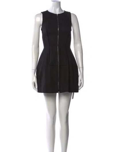 Pre-owned Alexis Crew Neck Mini Dress In Black