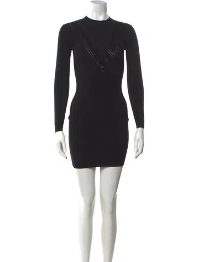 Pre-owned Alexis Crew Neck Mini Dress In Black