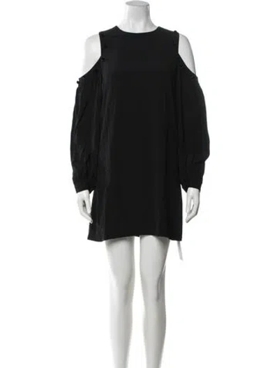 Pre-owned Alexis Crew Neck Mini Dress In Black